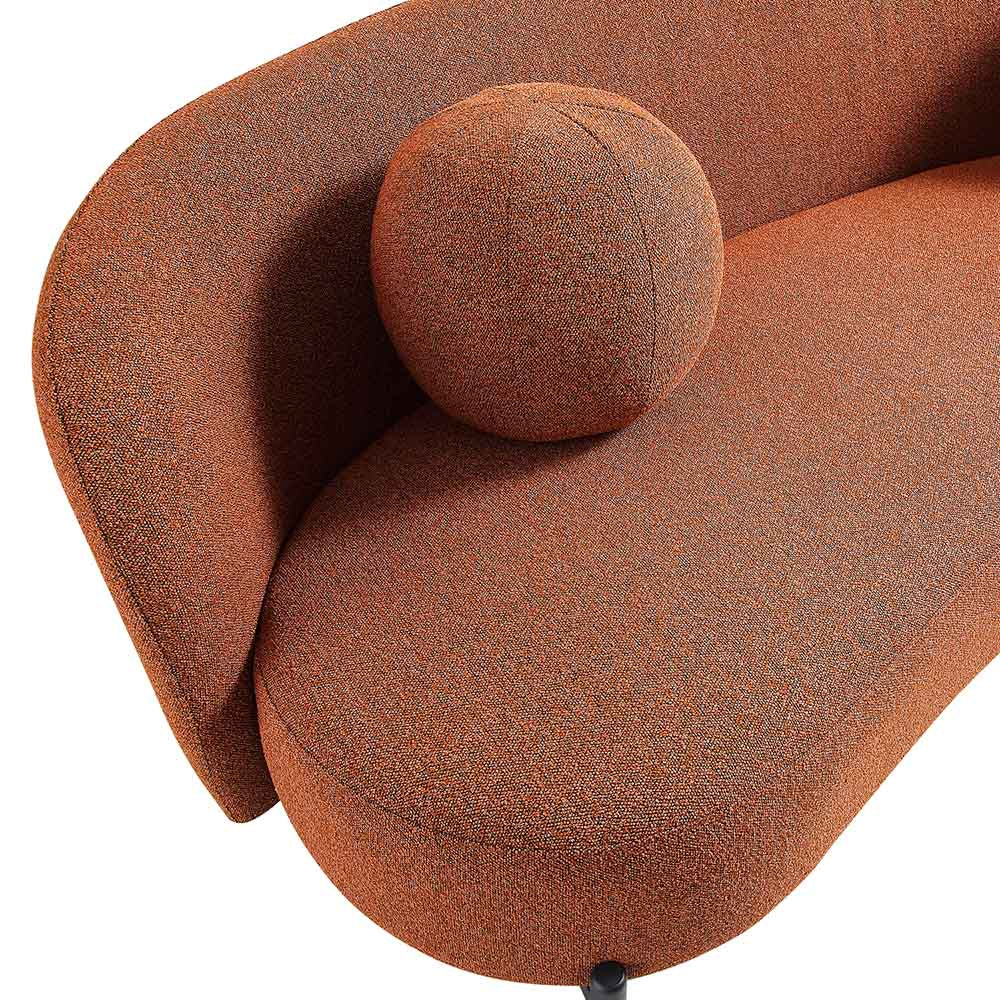 3-Seater Curved Sofa with Ball Cushions, Brick Boucle