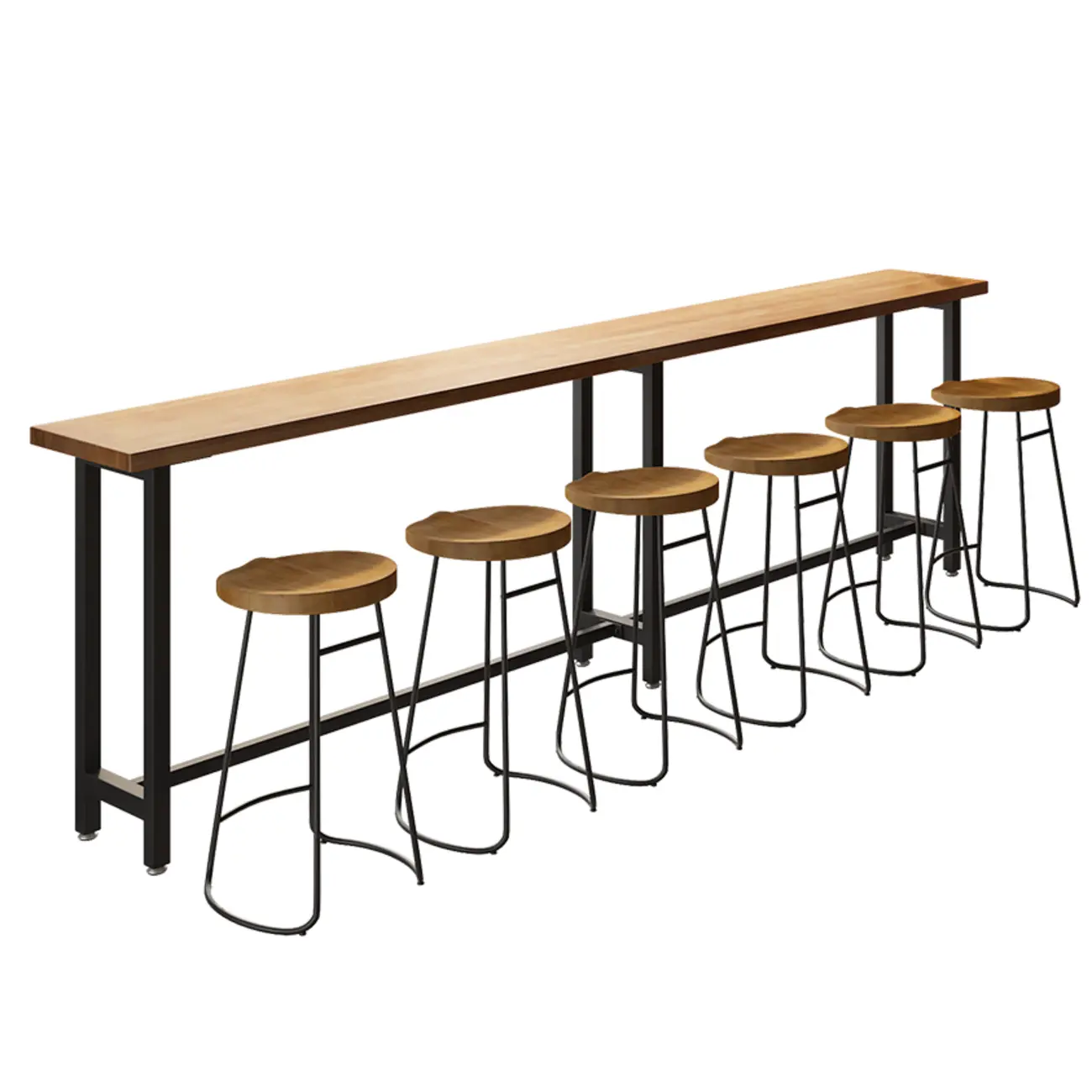 Footrest Natural Wooden Fixed Top Bar Tables