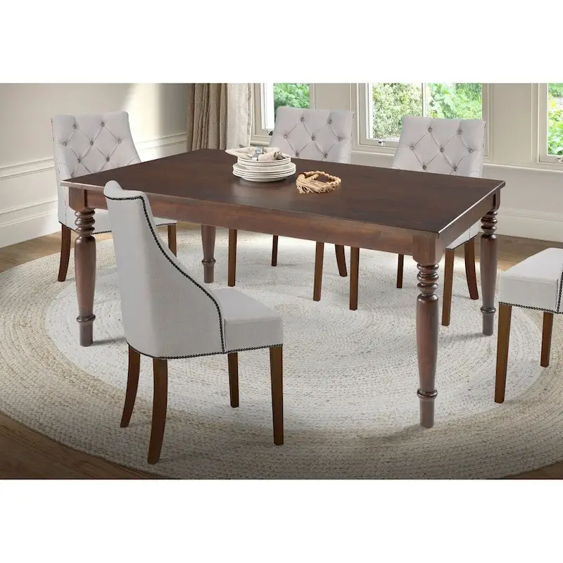 Sahara / Mahogany Solid Pinewood Farmhouse Dining Table, Seats 6