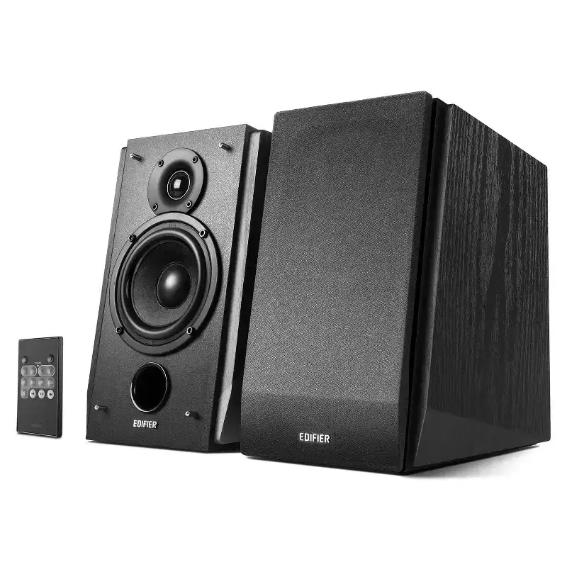 Edifier 70-Watt-Continuous Bluetooth R1850DB Powered Bookshelf Speaker Set with 4-In. Woofers, 10 Tilt, Sub Out, RCA/Optical/Coax, and Remo...