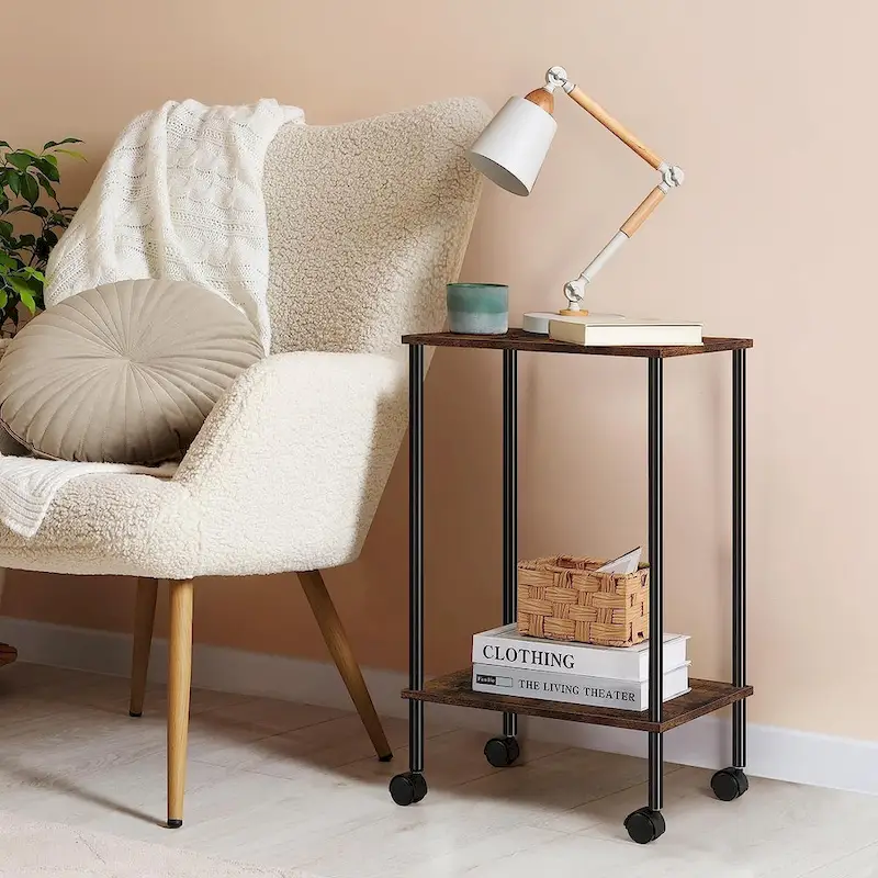 2-Tier Side Table with Wheels