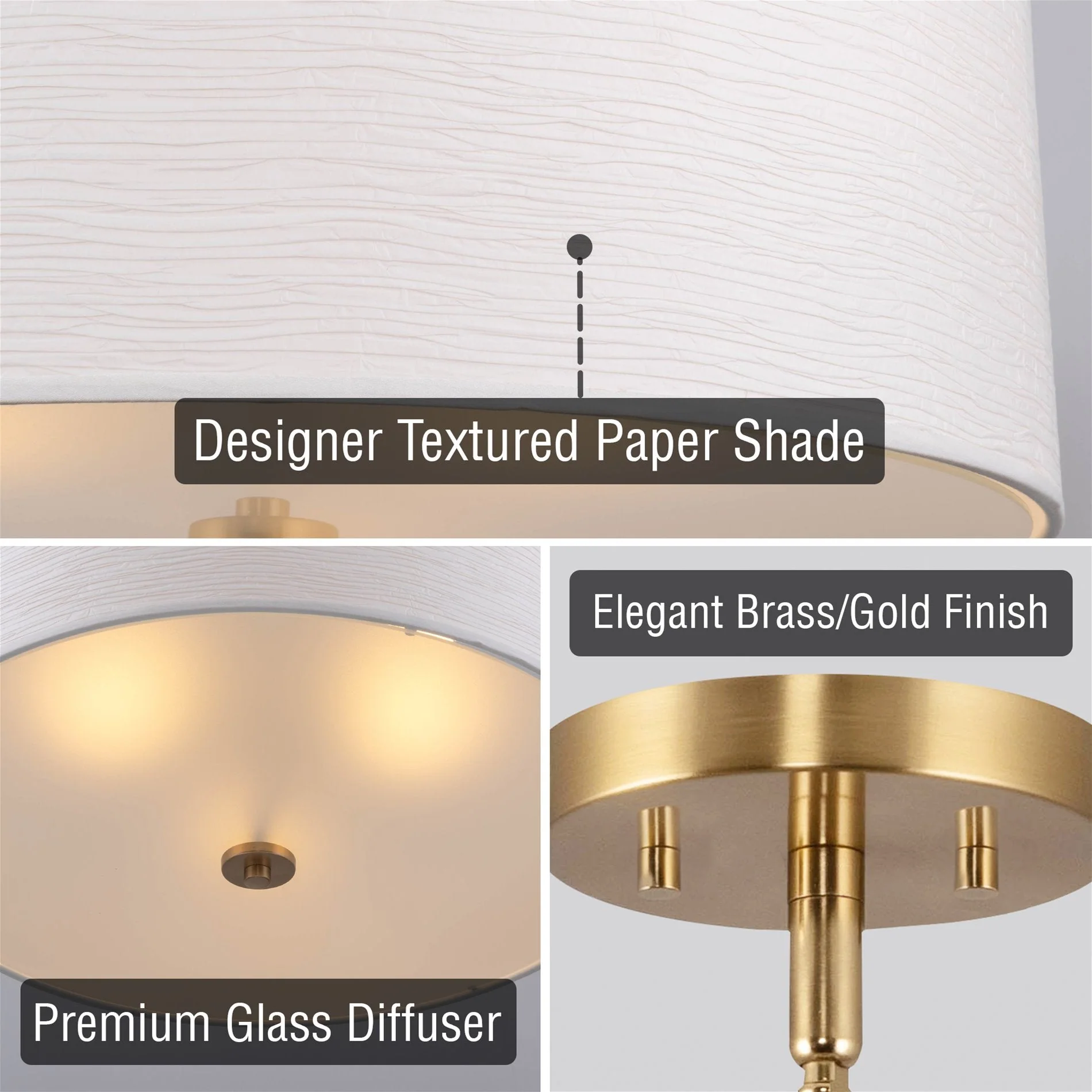 Pearl 18 Modern 3-Light Large Drum Pendant Chandelier