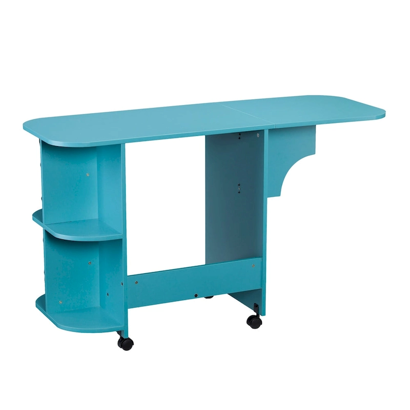 SEI Furniture Eastwick Expandable Rolling Sewing Table/Craft Station - Turquoise