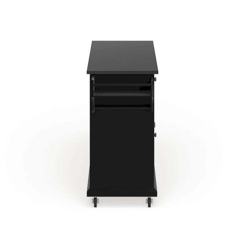 Black Wood Kitchen Cart/ Island with Solid Black Granite Top - 18d x 51.5w x 36h