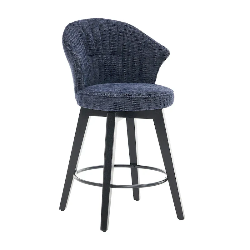25-Inch Wing Back Swivel Counter Height Bar Stool with Chenille Upholstery