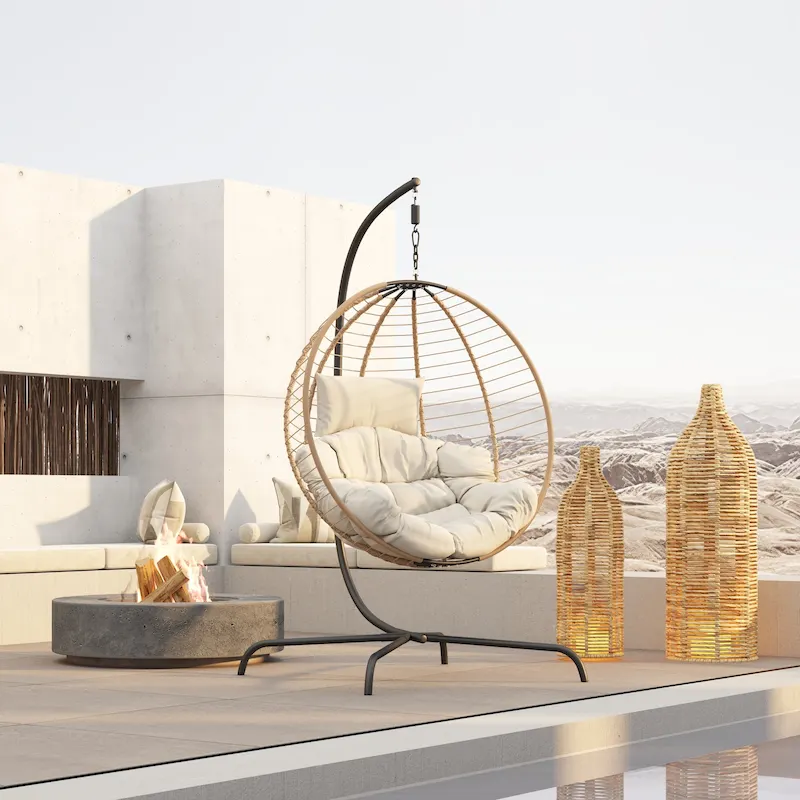 Juliet Indoor/Outdoor Wicker Hanging Chair with Stand by Christopher Knight Home