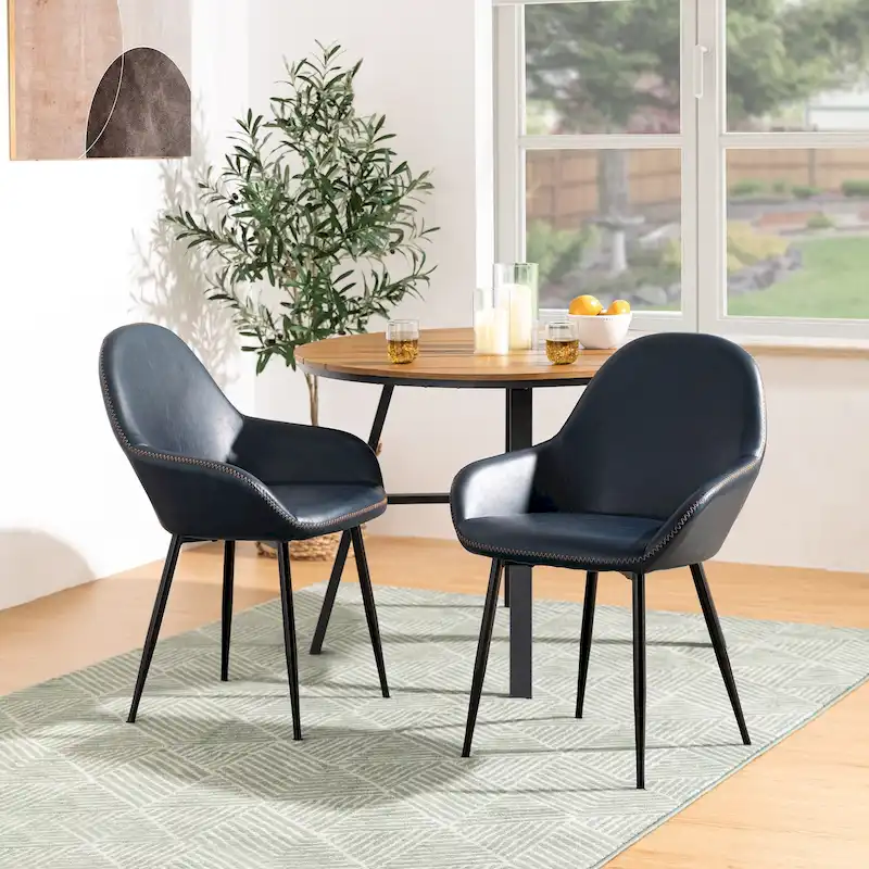 Glitzhome Set of 2/4/6 Mid-Century Modern Faux Leather Accent Dining Chairs