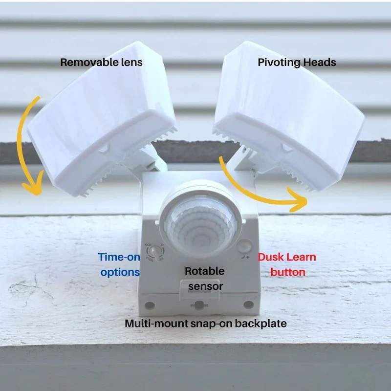 IQ America 800 Lumen Battery Operated LED Motion Security Flood Light Wall Eave Mount