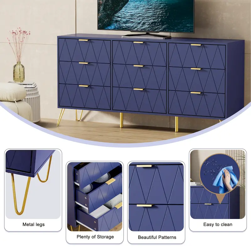 9 Drawers Chest Of Dresser Storage Tower Cabinet Bedroom Organizer