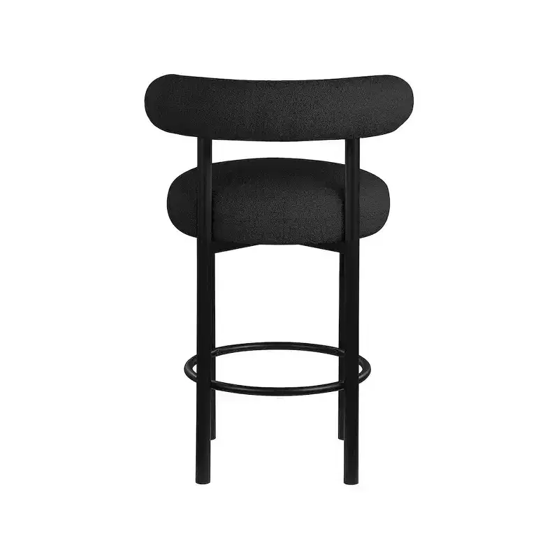 Meridian Furniture,Bordeaux Black Boucle Fabric Stool, Set of 2