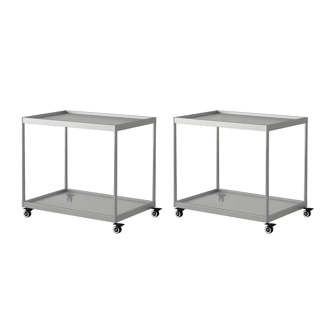 Gold Glass Rectangular Top Shelf Side Table on Wheels