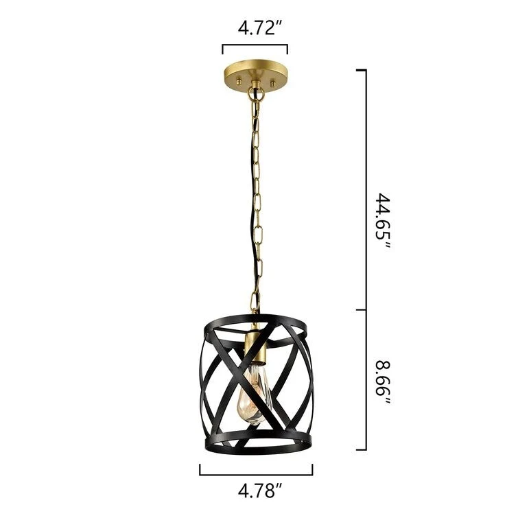 Maxax 1 - Light Single Cylinder Pendant With Wrought Iron