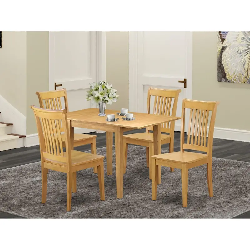 East West Furniture Dining Set- a Rectangle Dining Room Table and Kitchen Chairs, Oak (Pieces Option)