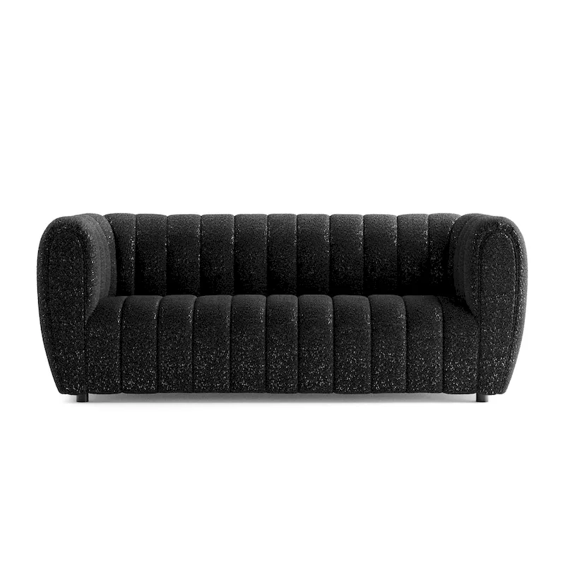 Furniture of America Lucinda Modern Vertical Channel Tufted Boucle Accent Sofa Couch with Wooden Legs