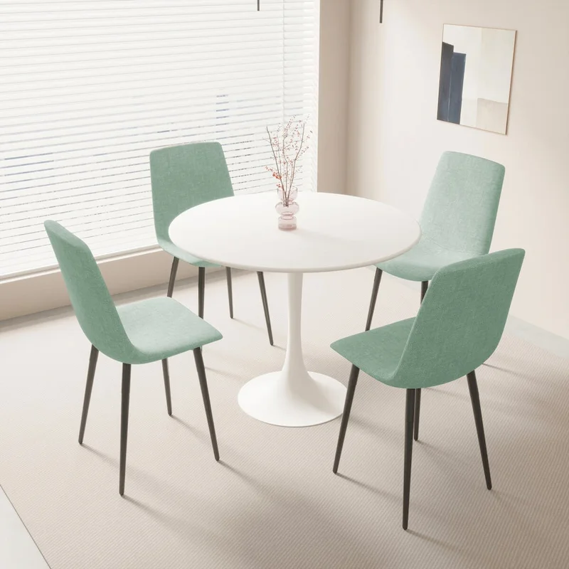 Round Dining Table, 31.5  Tulip Table Kitchen Dining Table 2-4 People with MDF Table Top & Pedestal Base, End Table