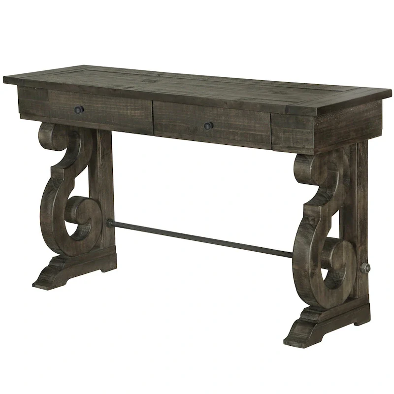 Traditional Weathered Peppercorn Storage Console Table
