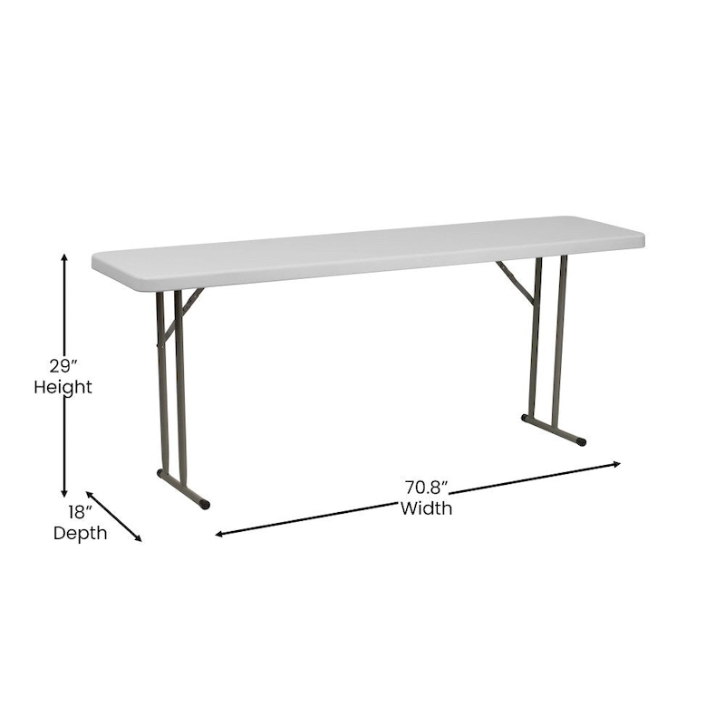 6-Foot Rectangular Granite White Plastic Folding Training Table