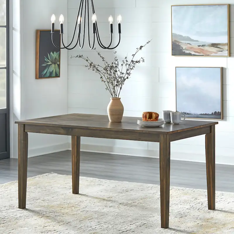 Brown / Antique White Modern Farmhouse Dining Table, Seats 6