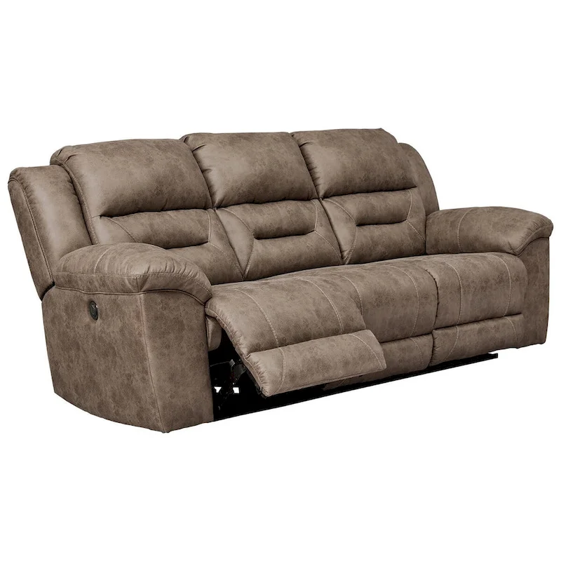 Camel 3-Seat Power Reclining Sofa, Faux Leather