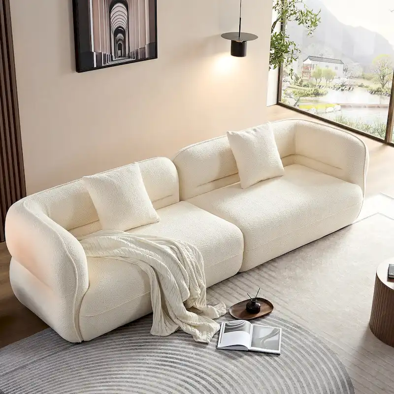 Sectional Sofa 4-seater Sofa Couch Durable Fabric with Solid Wood Frame