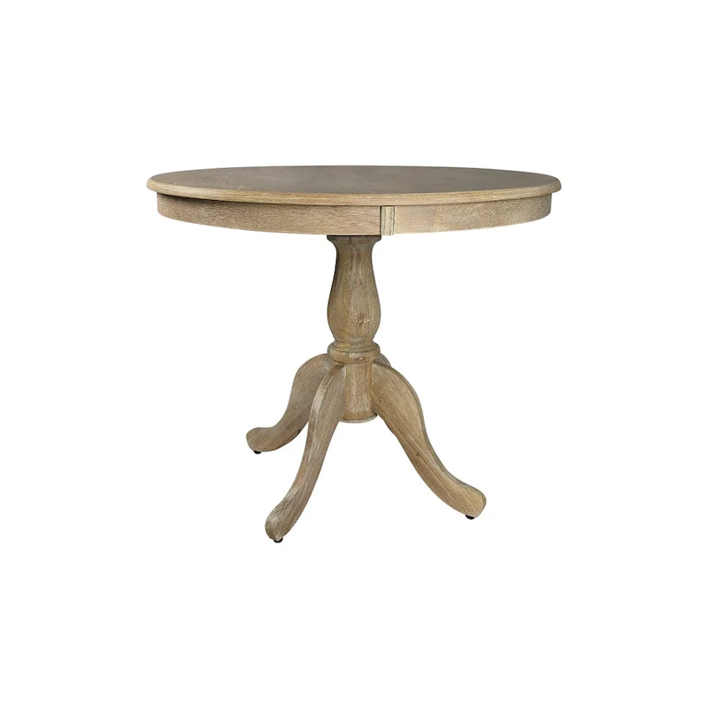 Round Pedestal Dining Table – Whitewash / Natural Driftwood