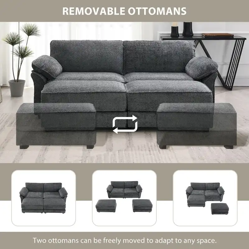 Combination Modular Convertible Sectional Sofa with Ottoman