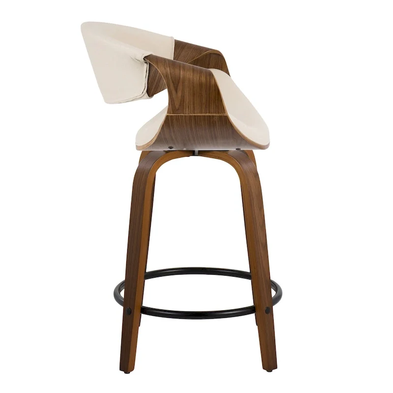 Carson Carrington Sauda 24 Fixed-Height Counter Stools with Bent Wood Legs & Round Footrest (Set of 2)