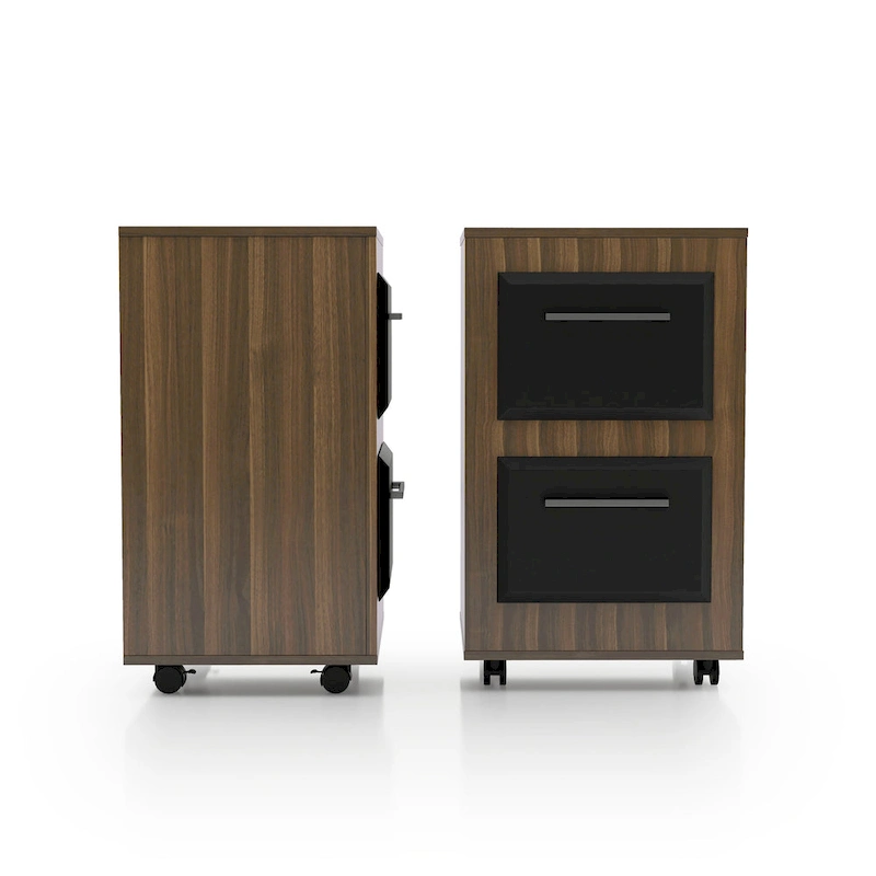 DH BASIC Urban Two-Drawer Mobile File Cabinet with Iron Bar Pulls by Denhour