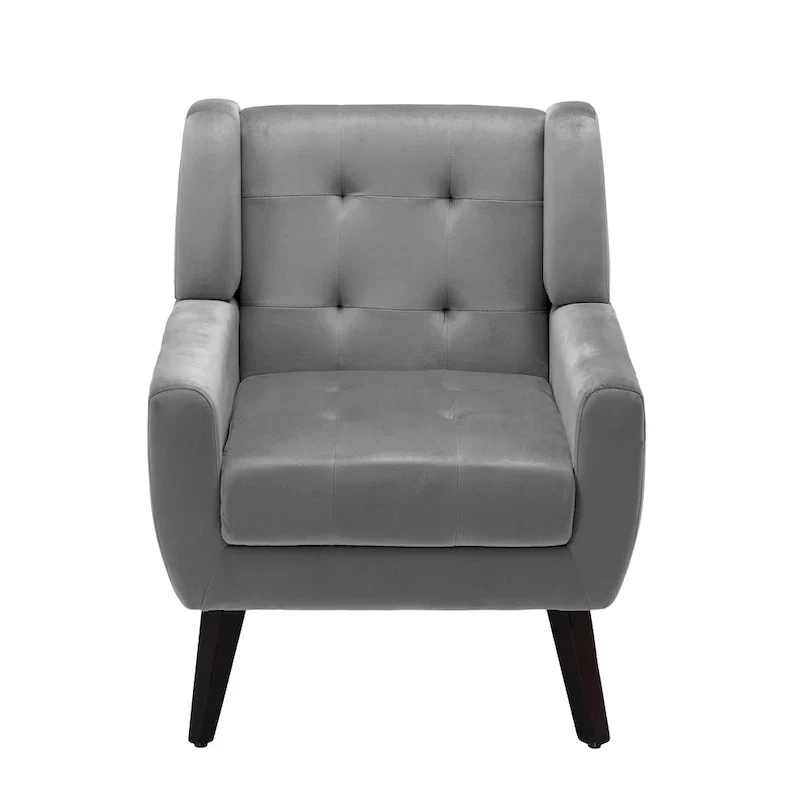 Tufted Upholstered Armchair with Wood Legs
