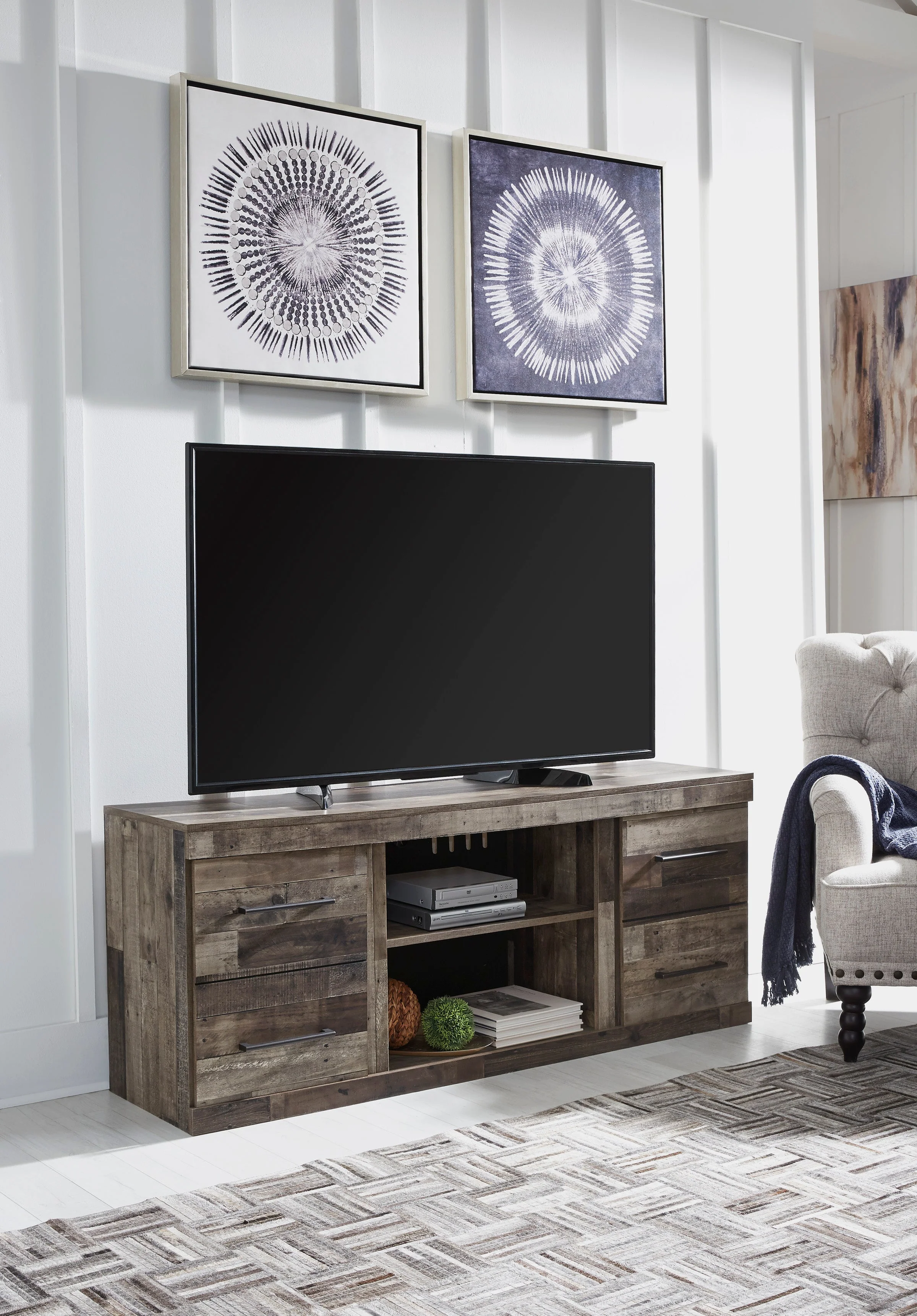 Davis 60 Rustic Media Stand with Optional Fireplace