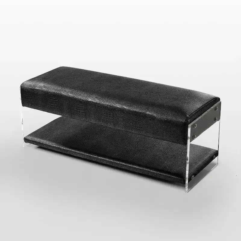 Inspired Home Galileo PU Leather Acrylic Shelf Bench
