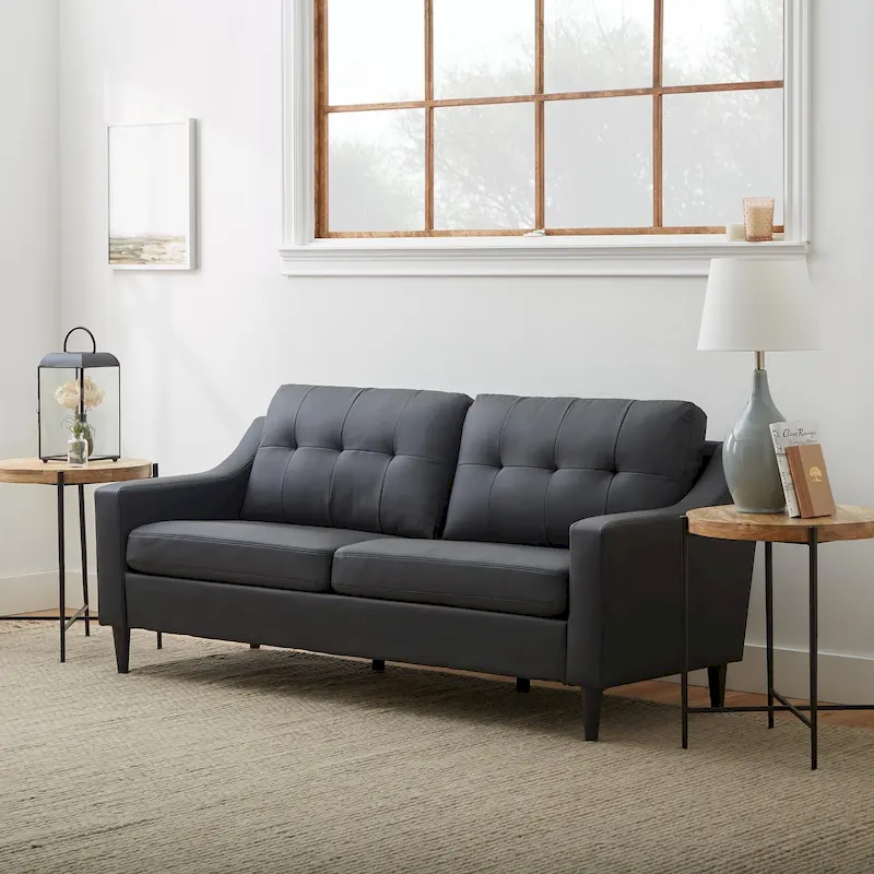 75 Upholstered Scooped Arm Sofa