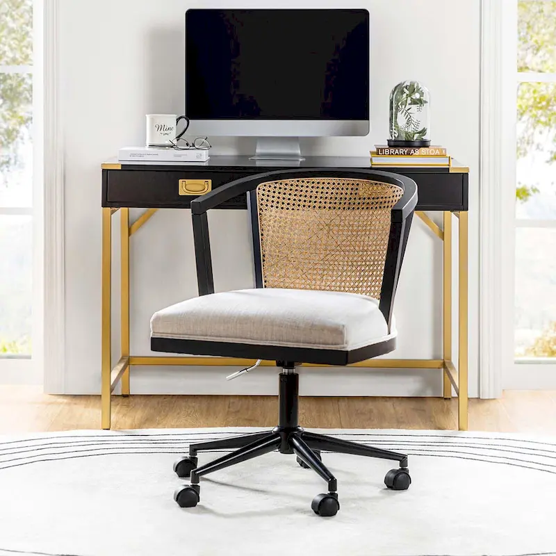 Modern Rattan Swivel Height Adjustment Office Chair