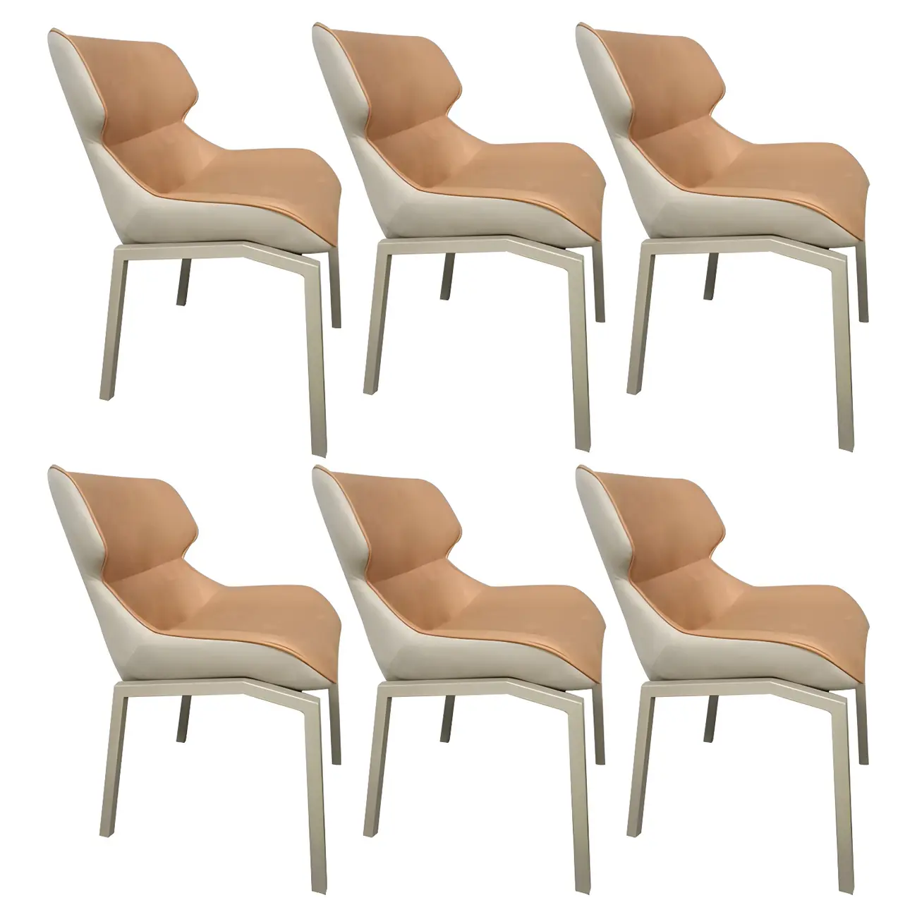 Camel Faux Leather Upholstered Dining Chair with Metal Legs