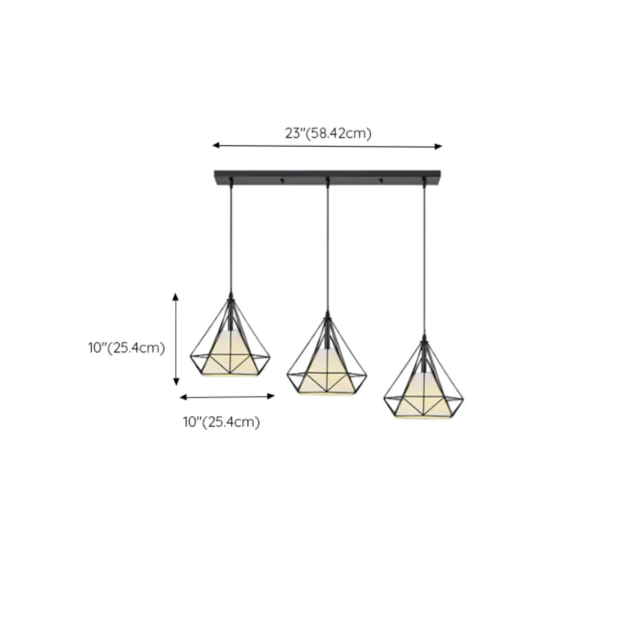 Modern Ferruginous 3-Light Metal Geometric Kitchen Pendant