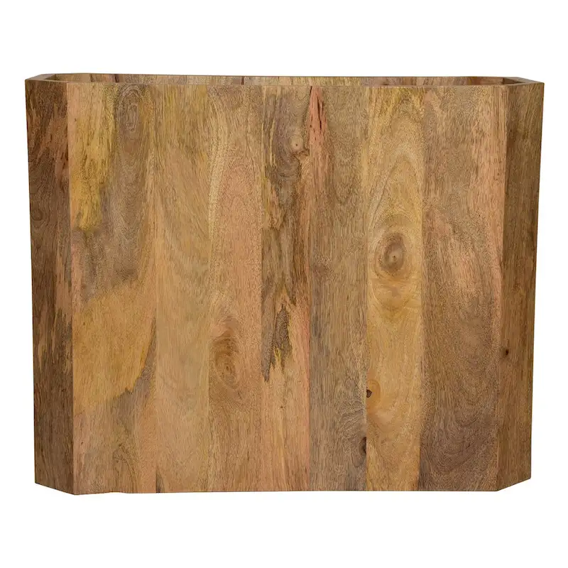 30 Inch Coffee Table, Handcrafted Hollow Cube Shape, Natural Brown Mango Wood