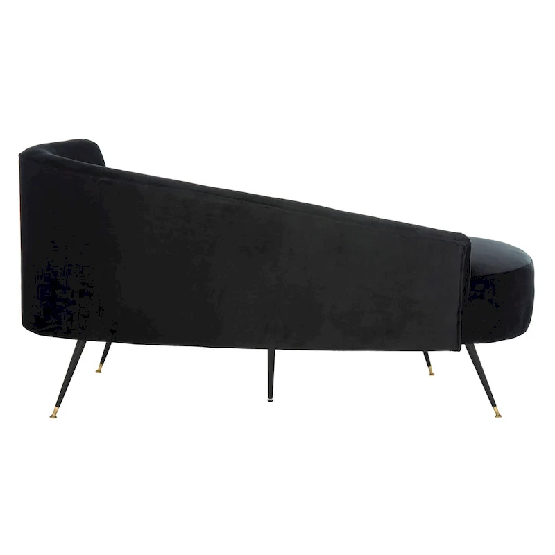 SAFAVIEH Helgrit Black/Gold Velvet Retro Glam Settee - 57.5 W x 27 D x 28 H - 58Wx27Dx28H