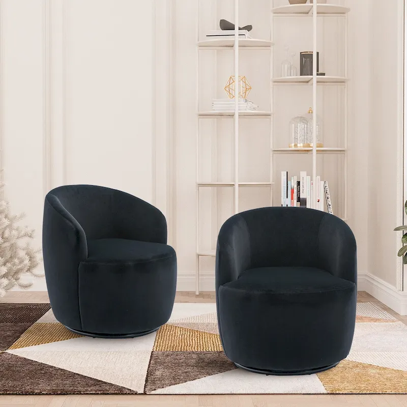 Ouyessir Modern Teddy Upholstered Swivel Barrel Chair(Set of 2)