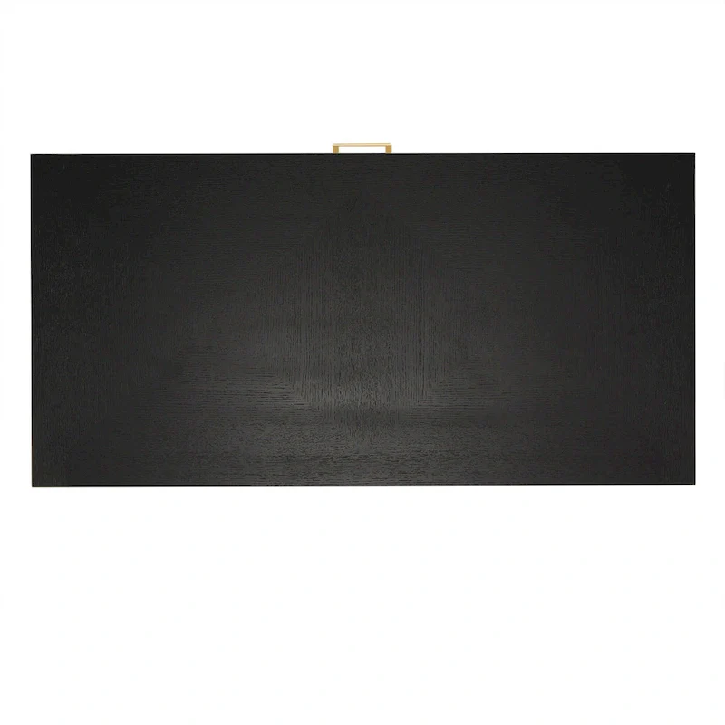 Black Finish Writing Desk with Gold Metal Base