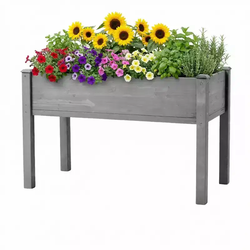 Large Raised Garden Bed with Legs, 48 L x 24 W x 30 H, Made of Solid Wood