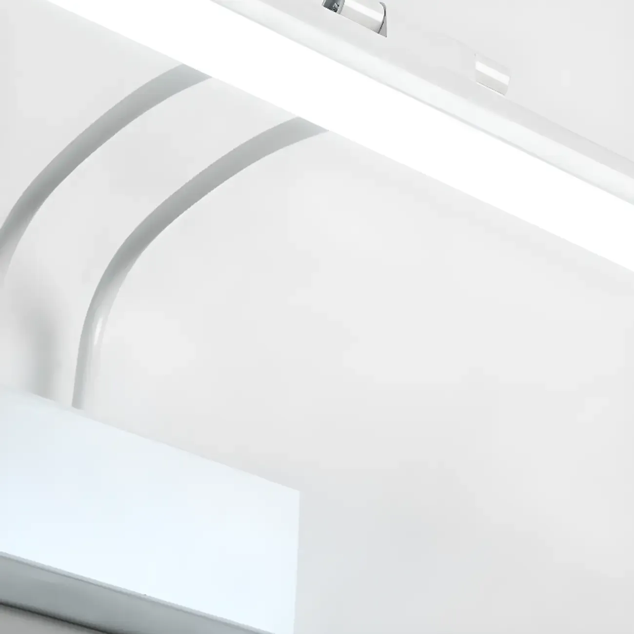 Modern White LED Bathroom Vanity Light with Wood Accent