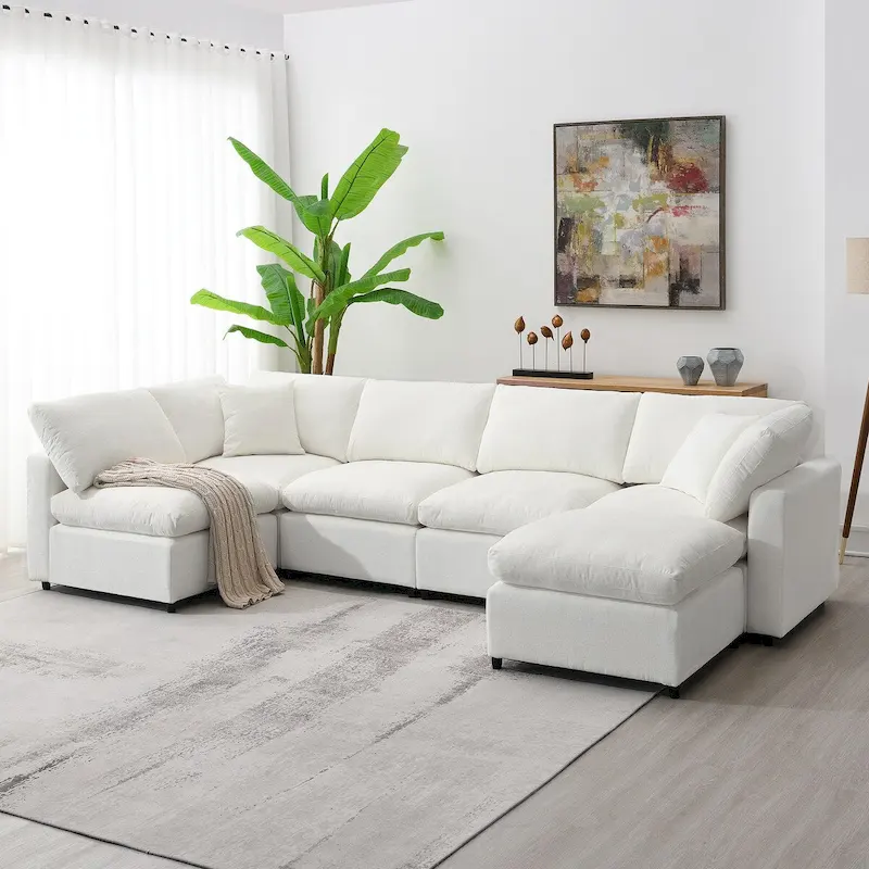 Modern Modular Cloud Sofa Bed with 6 Seat Sectional Couch Set