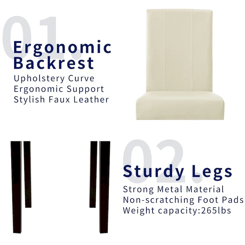 Subrtex(Set of 2)Faux Leather Parsons Upholstered Dining Chair