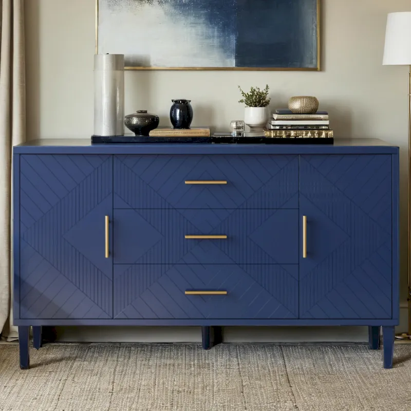 Stylish and Functional 4-Door Storage Cabinet with Pine Legs and MDF, for Living Room Bedroom,and Kitchen