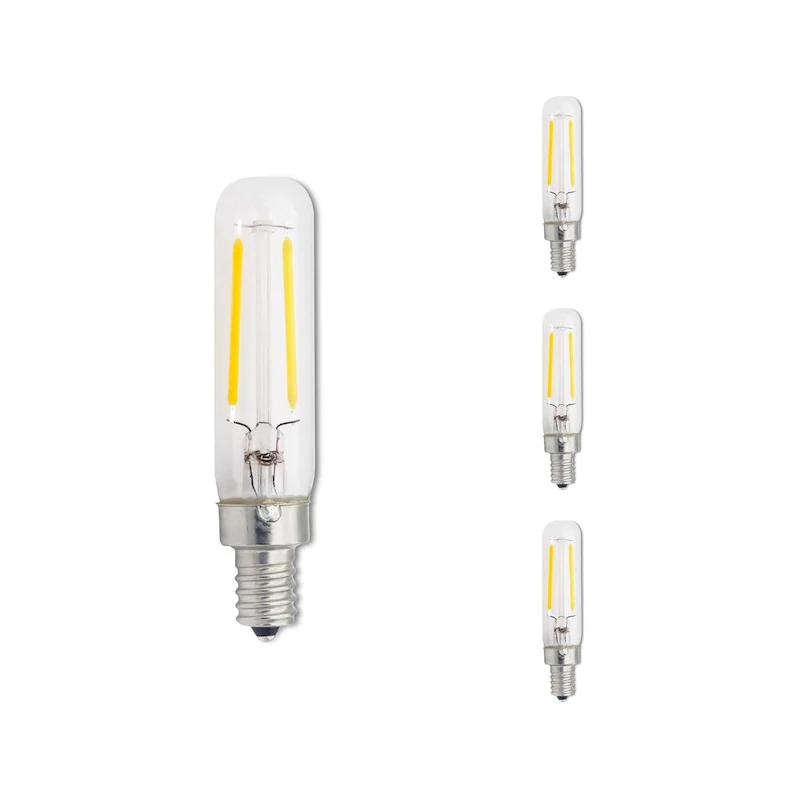 Bulbrite Pack of (4) 2.5 Watt Dimmable Clear Filament T6 Candelabra (E12) LED Bulb