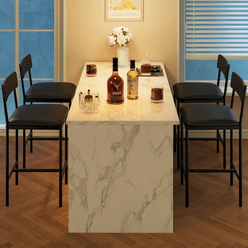 Bar Stools of 4, Kitchen Bar Stools with Footrest