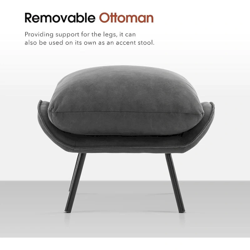 Leathaire Fabric Accent Chair with Ottoman