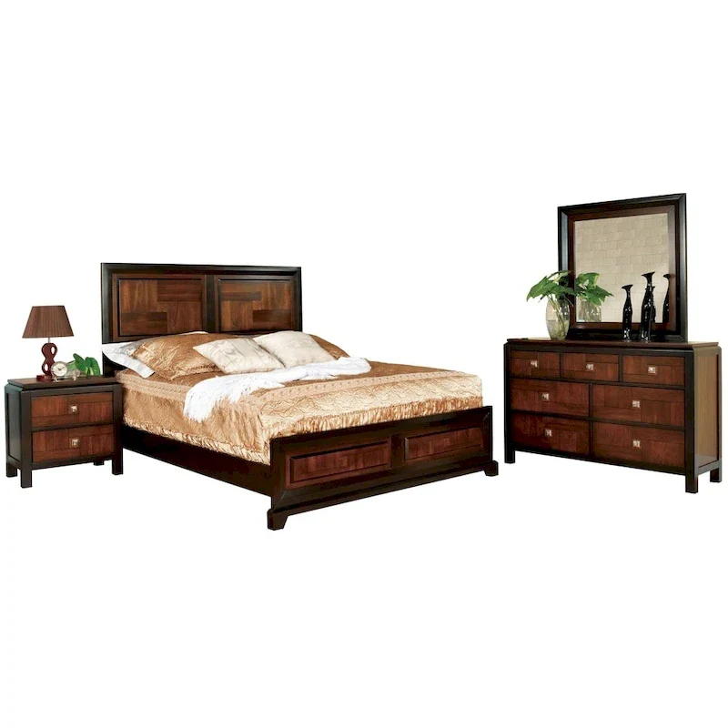 Furniture of America Figh Contemporary Walnut 4-piece Bedroom Set