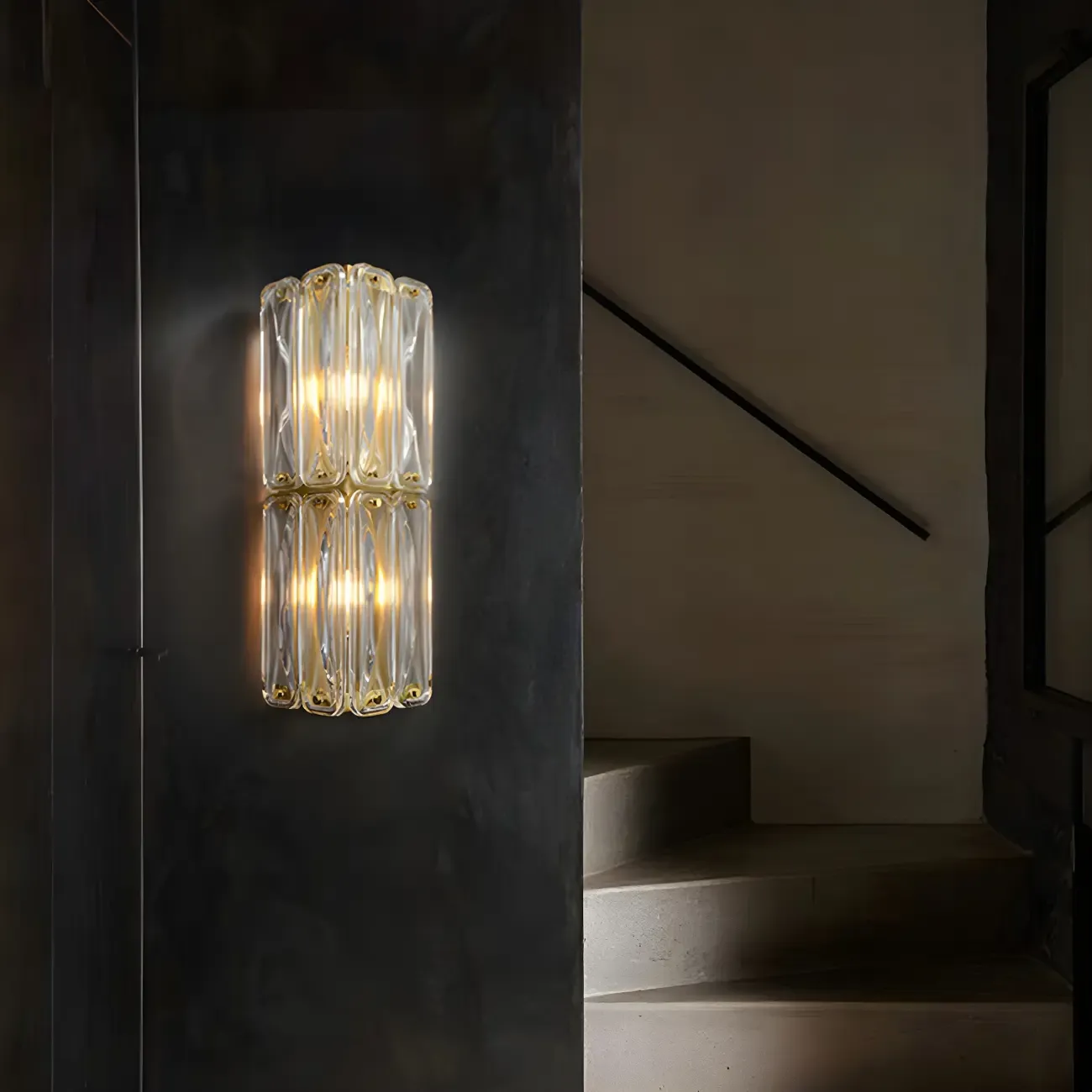Modern Gold Metal Clear Glass Geometry Wall Sconce