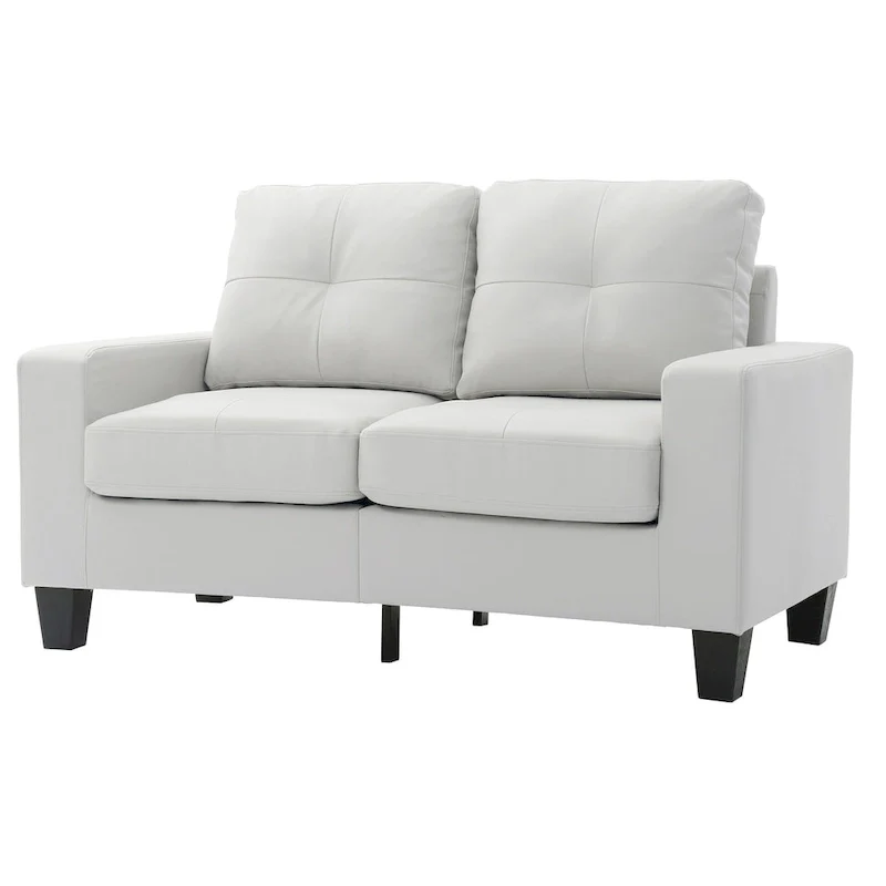 Newbury 58 in. W Flared Arm Faux Leather Straight Sofa - 32L x 58W x 36H